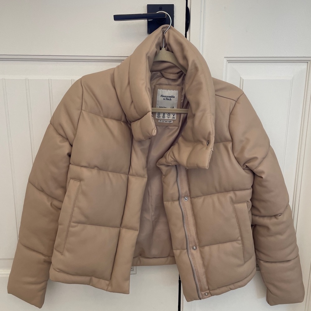 Vegan Leather Crop Puffer Jacket